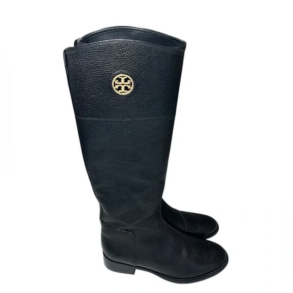 Tory Burch Junction Riding Boot in Black Tumbled Leather with box - Picture 3 of 16